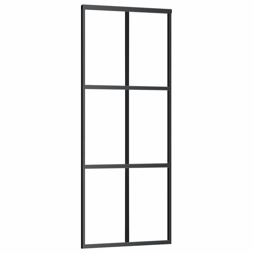Skyvedør med monteringssett svart 76x205 cm ESG-glass vidaXL
