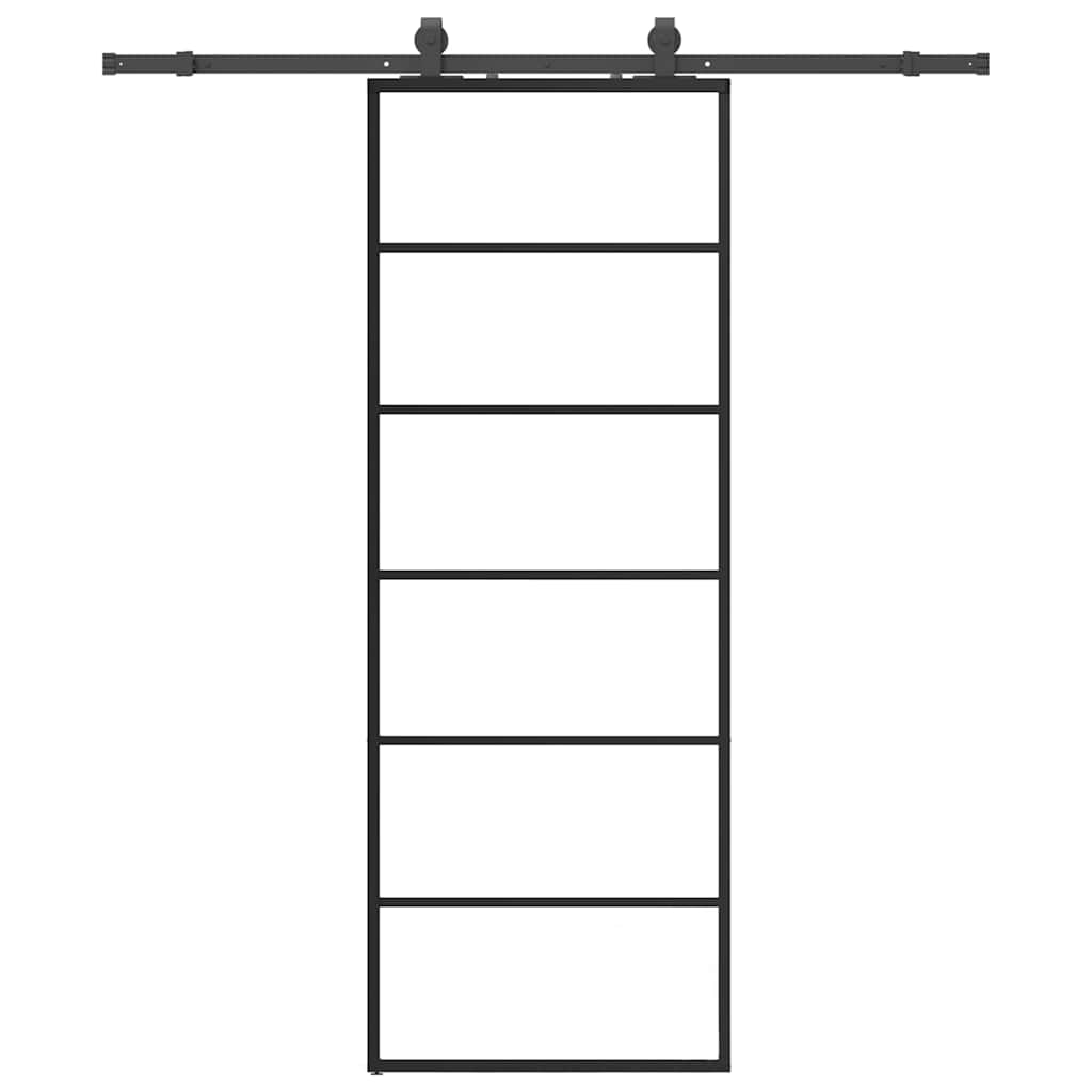 Skyvedør med monteringssett svart 76x205 cm ESG-glass vidaXL