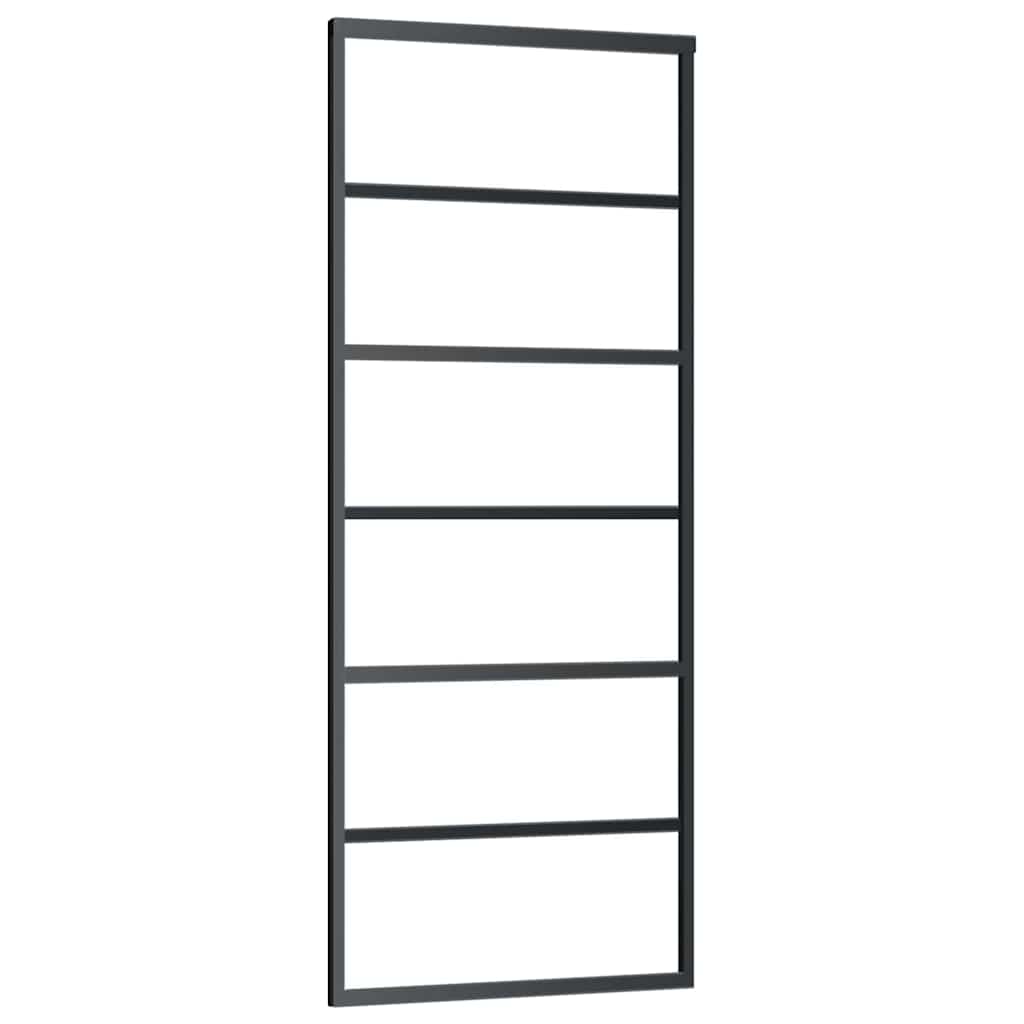 Skyvedør med monteringssett svart 76x205 cm ESG-glass vidaXL