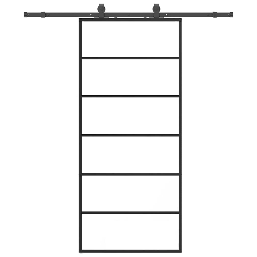 Skyvedør med monteringssett svart 90x205 cm ESG-glass vidaXL