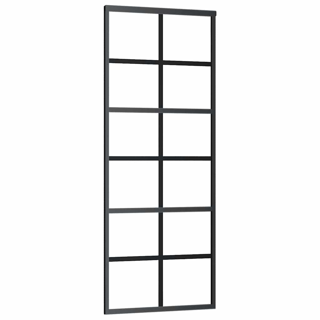 Skyvedør med monteringssett svart 76x205 cm ESG-glass