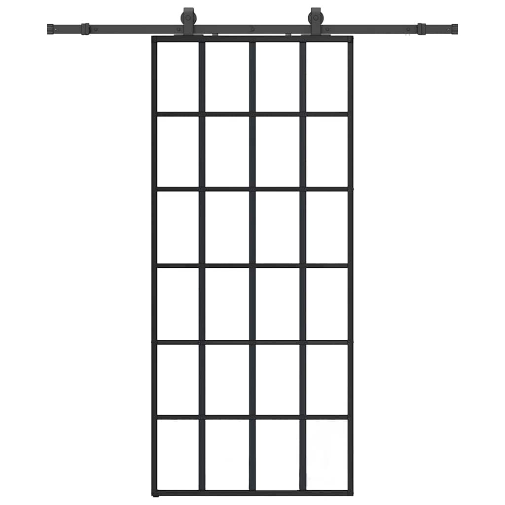 Skyvedør med monteringssett svart 90x205 cm ESG-glass vidaXL