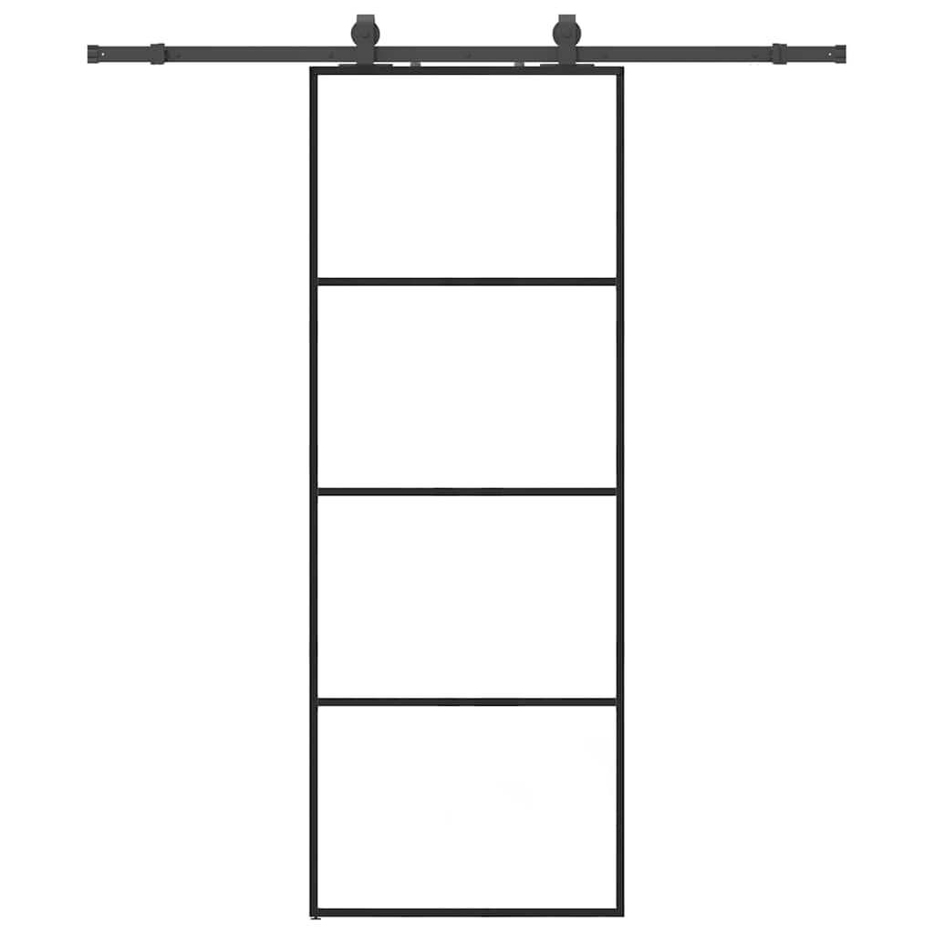 Skyvedør med monteringssett svart 76x205 cm ESG-glass vidaXL