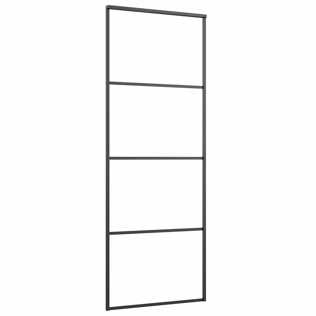 Skyvedør med monteringssett svart 76x205 cm ESG-glass vidaXL