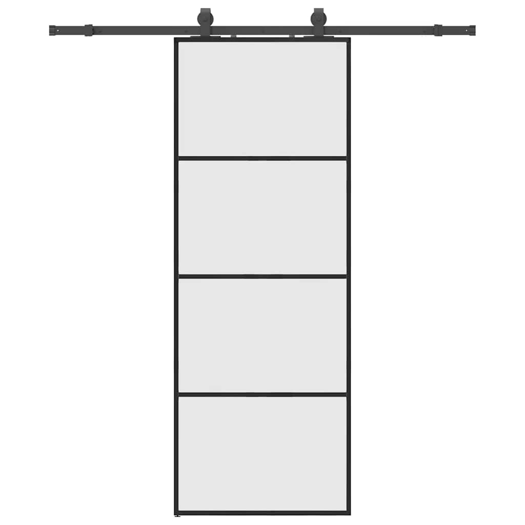Skyvedør med monteringssett svart 76x205 cm ESG-glass vidaXL