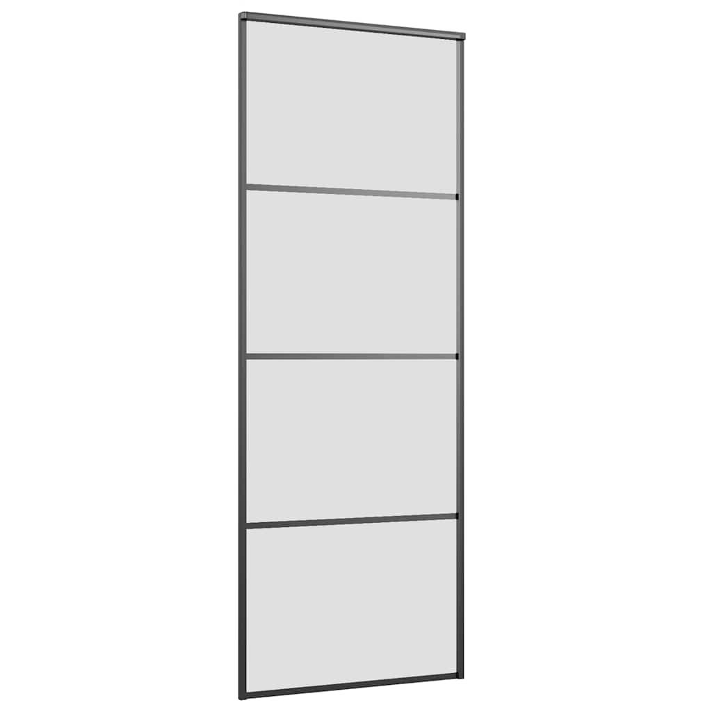 Skyvedør med monteringssett svart 76x205 cm ESG-glass vidaXL