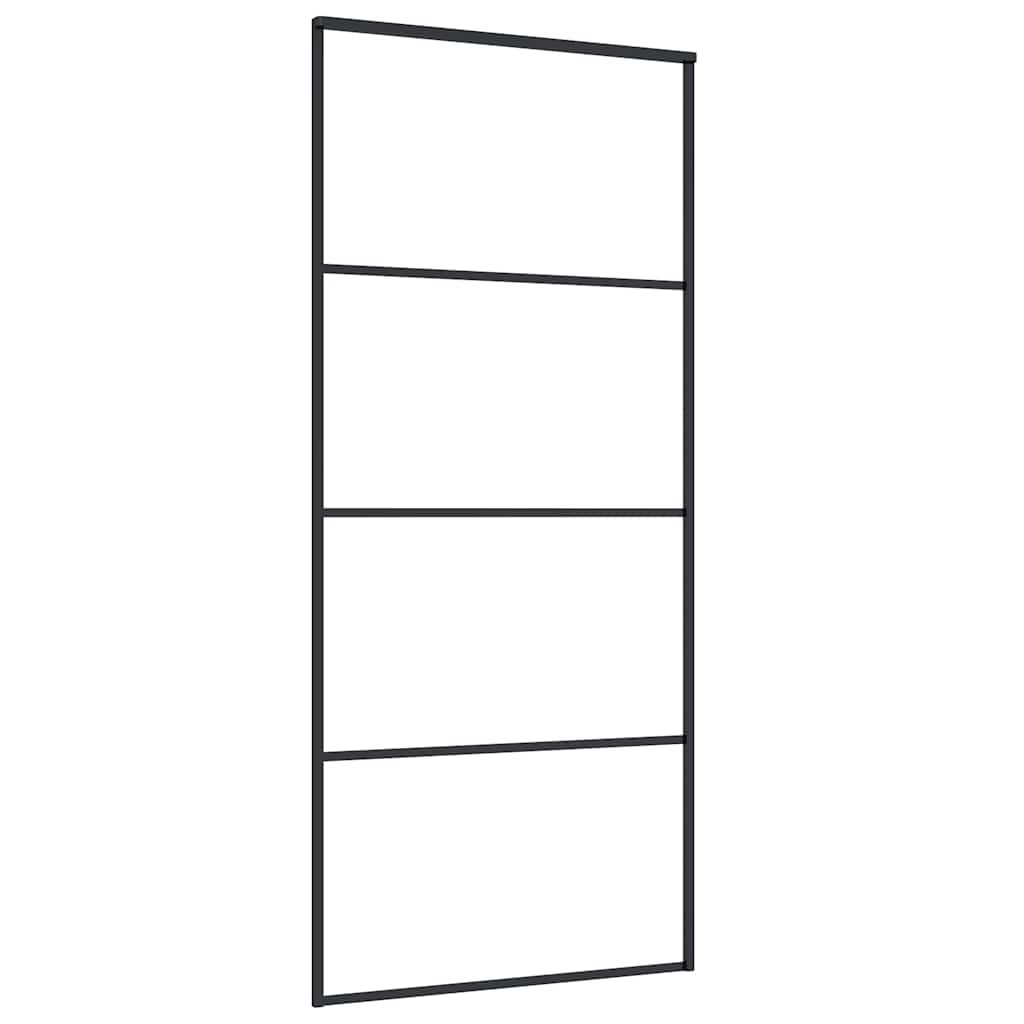 Skyvedør med monteringssett svart 90x205 cm ESG-glass vidaXL