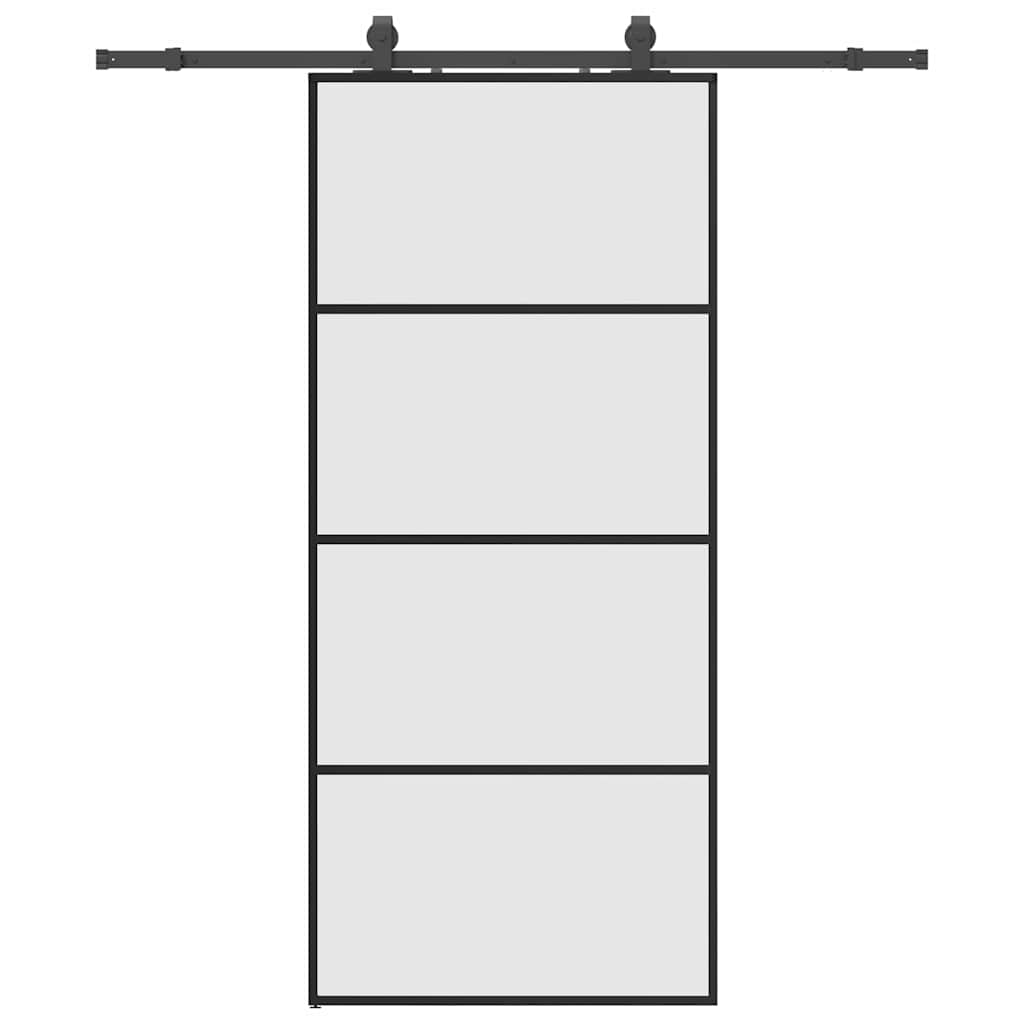 Skyvedør med monteringssett svart 90x205 cm ESG-glass vidaXL