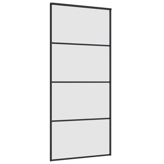 Skyvedør med monteringssett svart 90x205 cm ESG-glass vidaXL