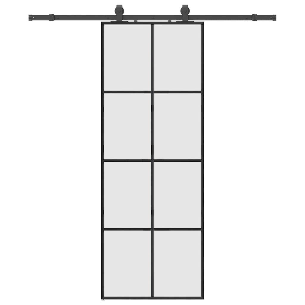 Skyvedør med monteringssett svart 76x205 cm ESG-glass vidaXL