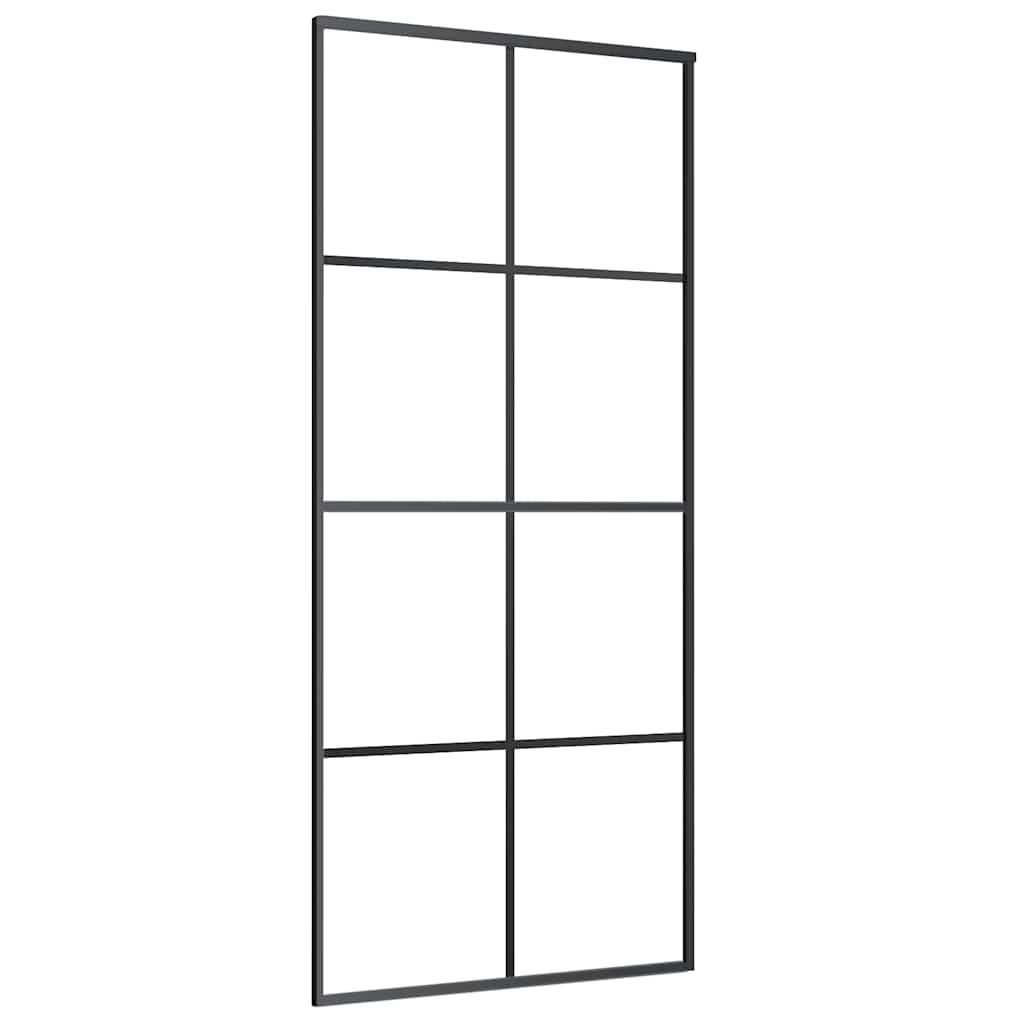 Skyvedør med monteringssett svart 90x205 cm ESG-glass