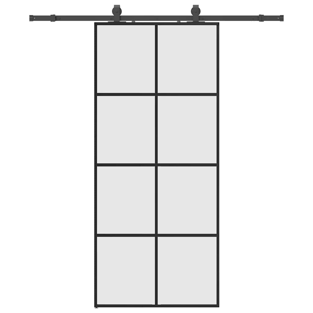 Skyvedør med monteringssett svart 90x205 cm ESG-glass vidaXL