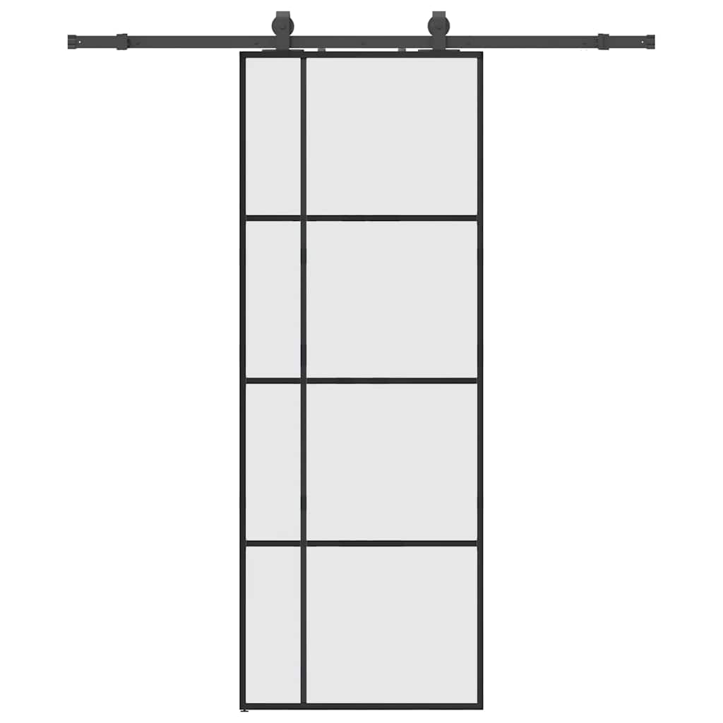 Skyvedør med monteringssett svart 76x205 cm ESG-glass vidaXL