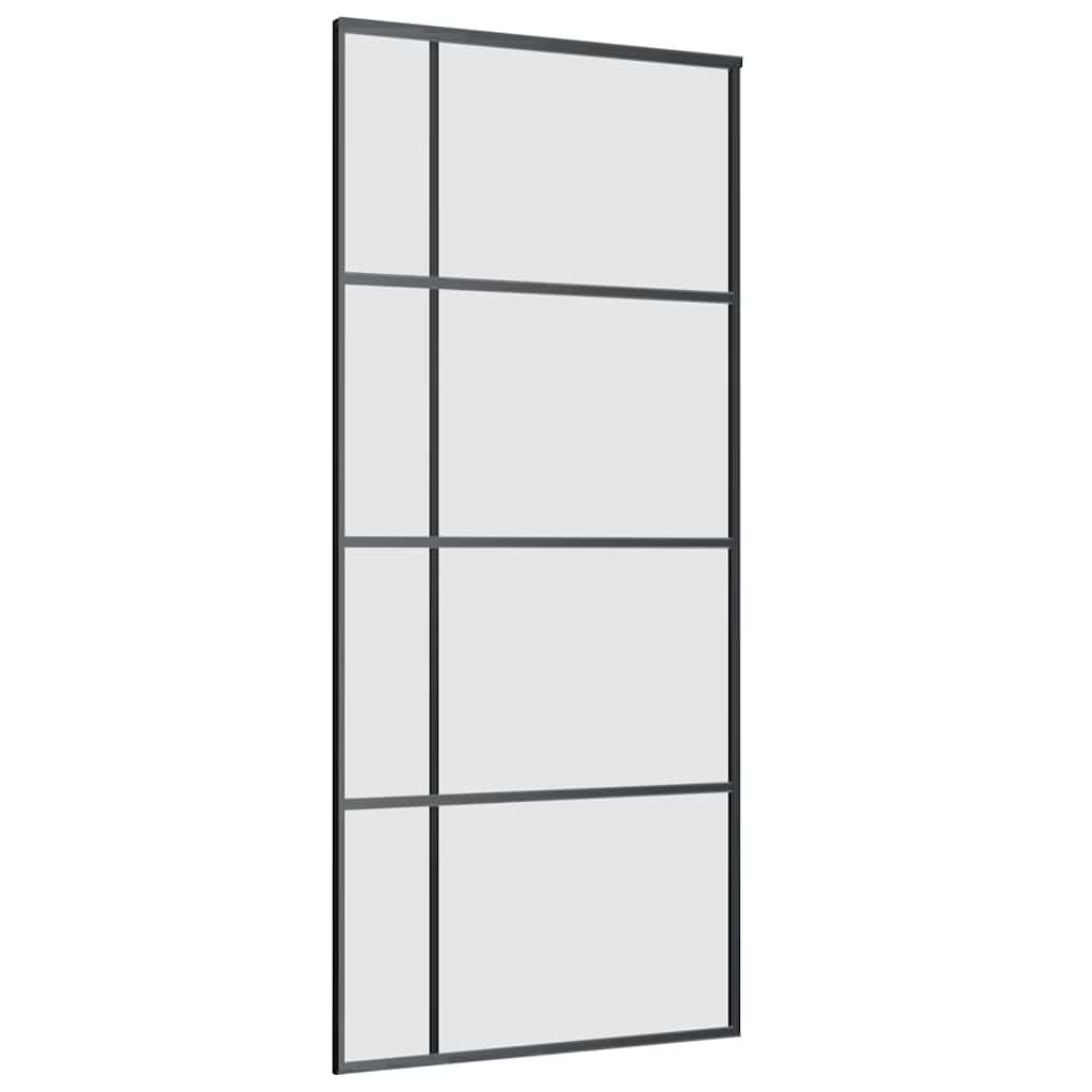 Skyvedør med monteringssett svart 90x205 cm ESG-glass vidaXL