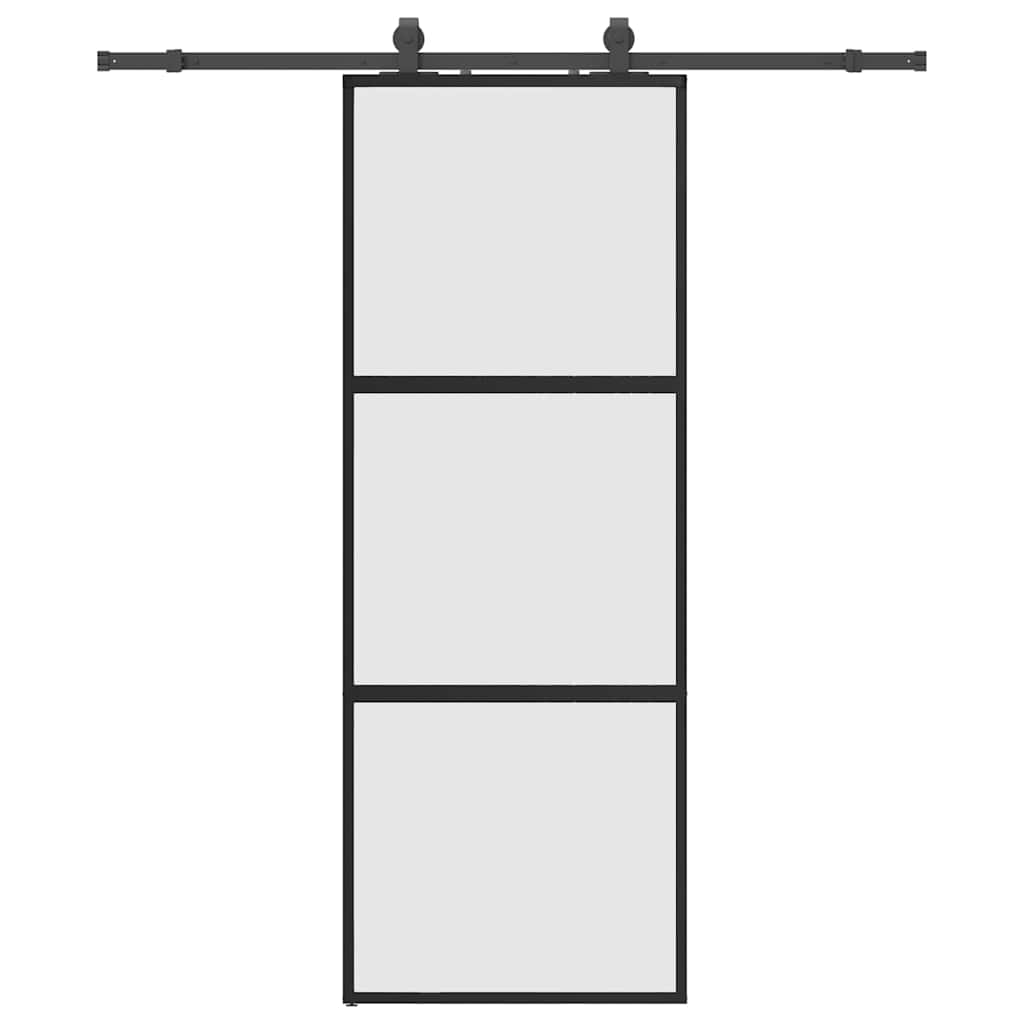 Skyvedør med monteringssett svart 76x205 cm herdet glass vidaXL