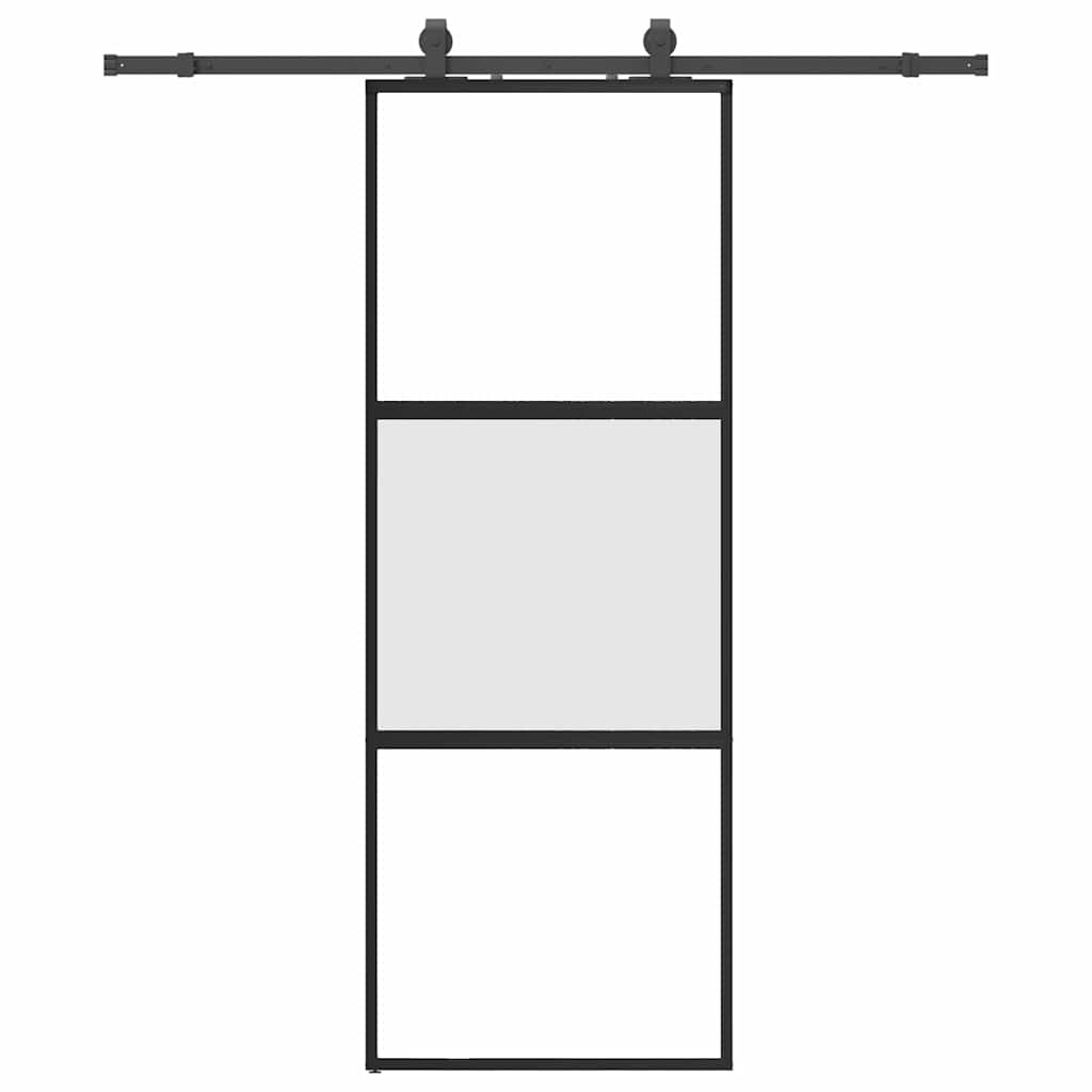 Skyvedør med monteringssett svart 76x205 cm herdet glass vidaXL