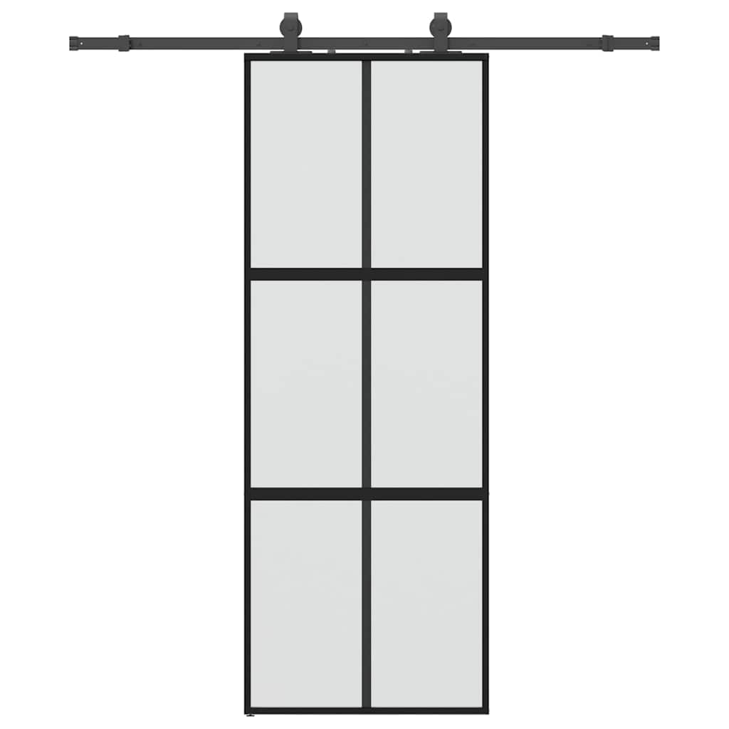 Skyvedør med monteringssett svart 76x205 cm herdet glass vidaXL