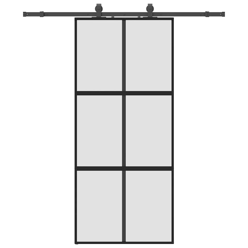 Skyvedør med monteringssett svart 90x205 cm herdet glass vidaXL