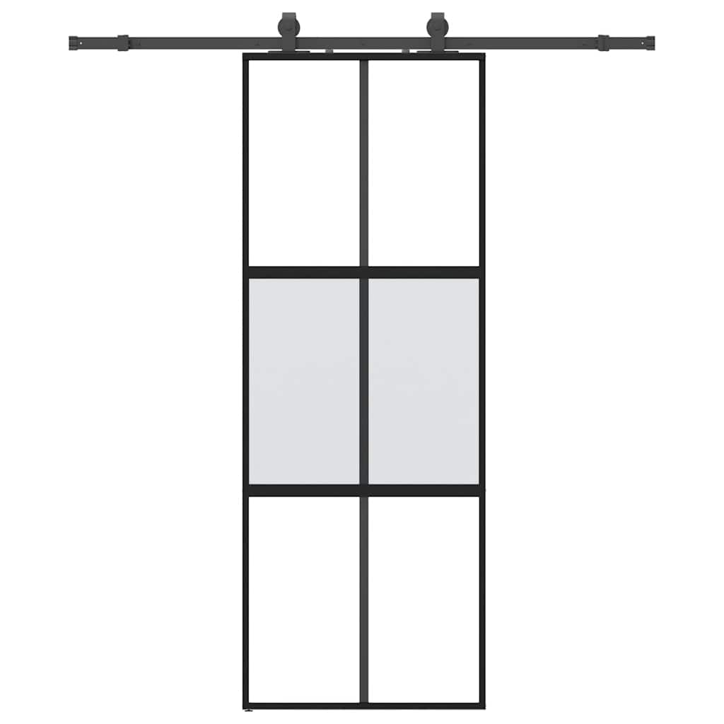 Skyvedør med monteringssett svart 76x205 cm herdet glass vidaXL