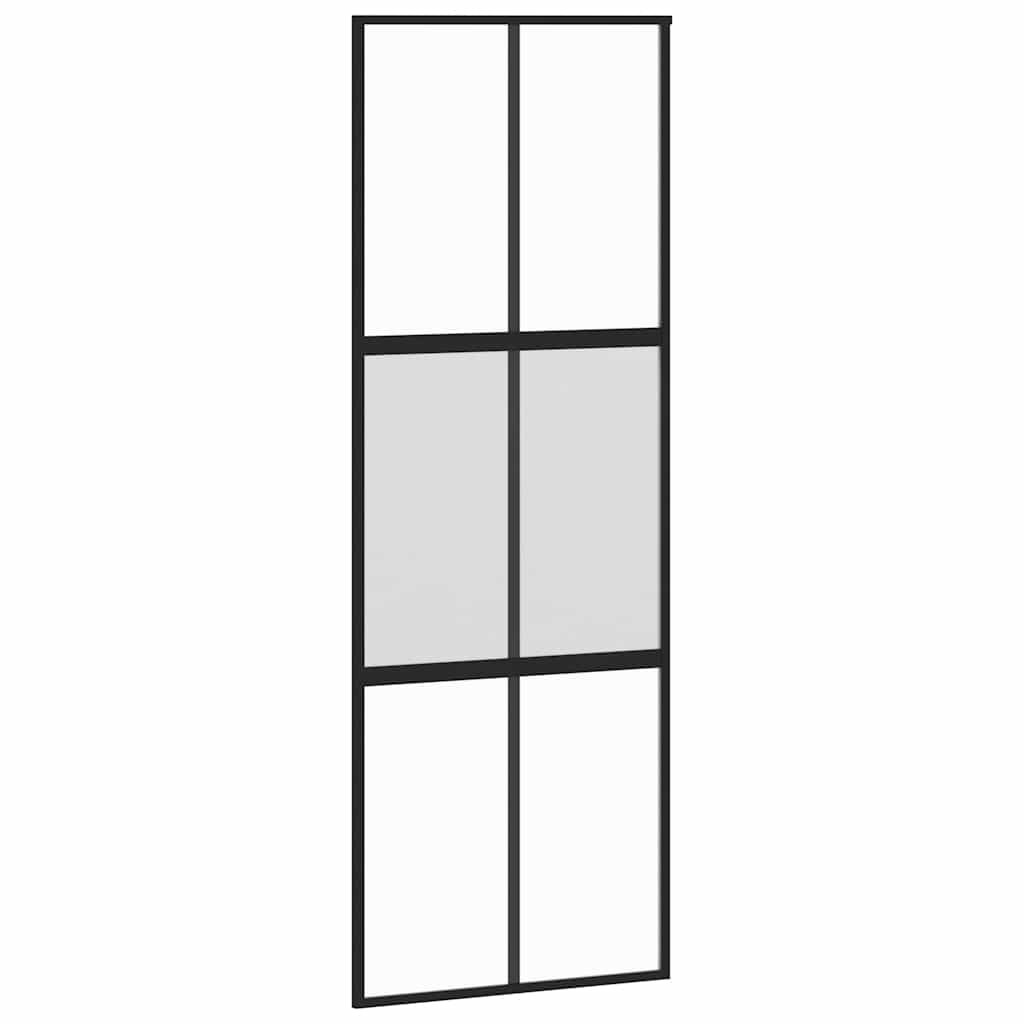 Skyvedør med monteringssett svart 76x205 cm herdet glass vidaXL