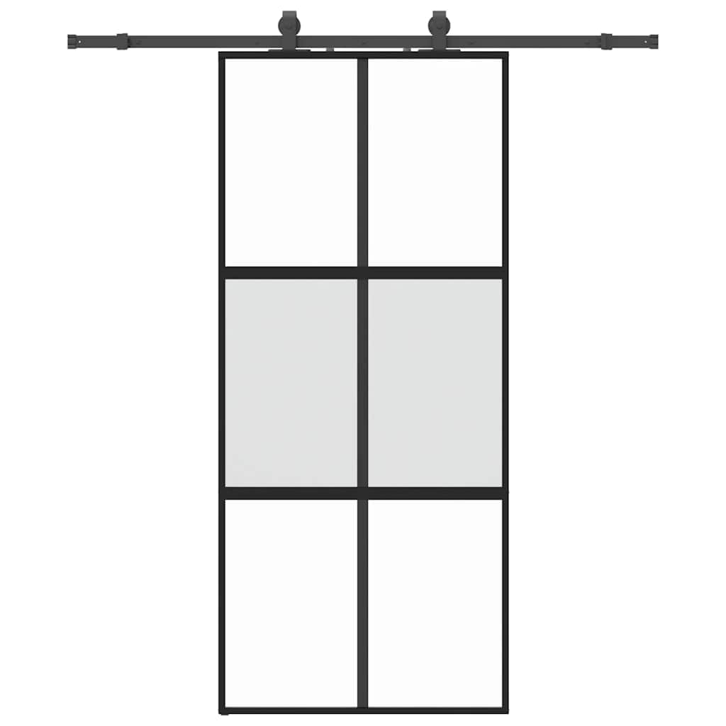 Skyvedør med monteringssett svart 90x205 cm herdet glass vidaXL