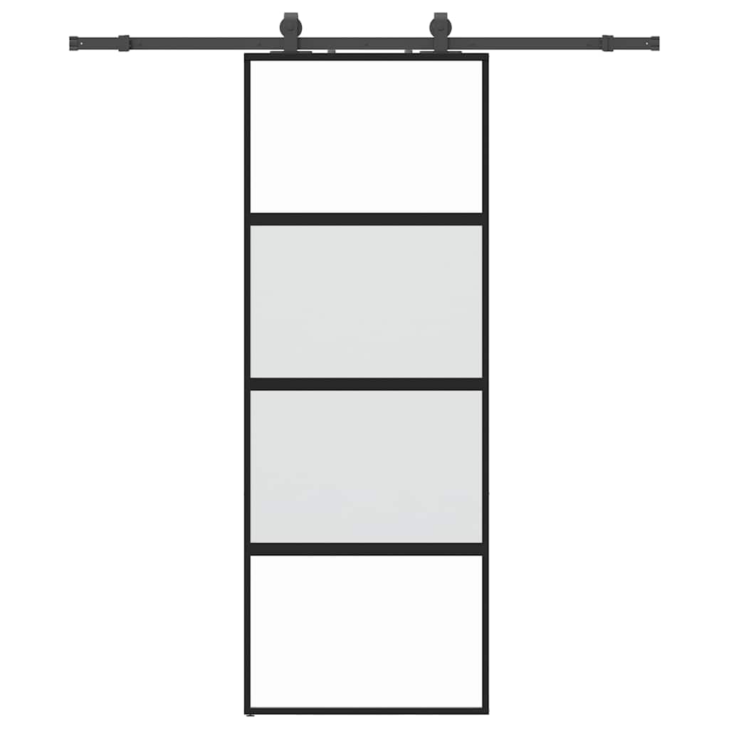 Skyvedør med monteringssett svart 76x205 cm herdet glass vidaXL