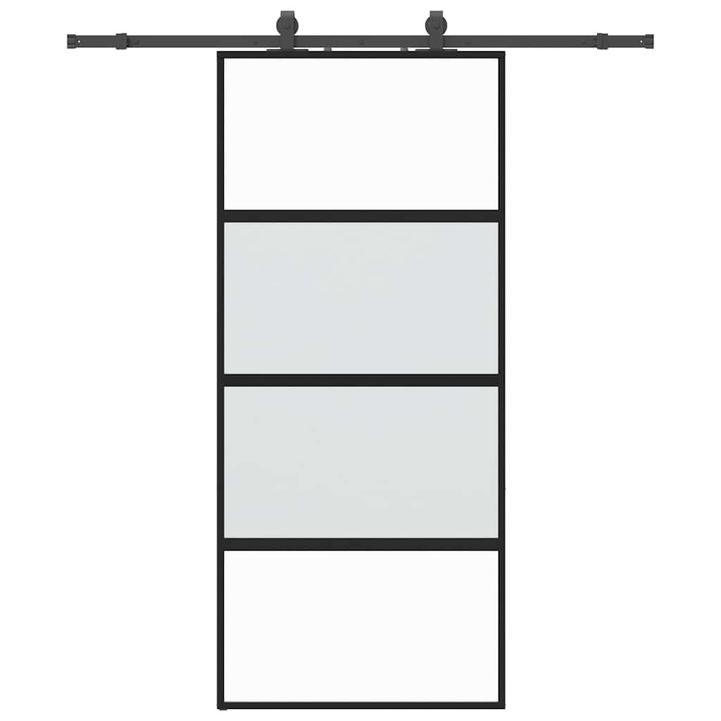 Skyvedør med monteringssett svart 90x205 cm herdet glass vidaXL