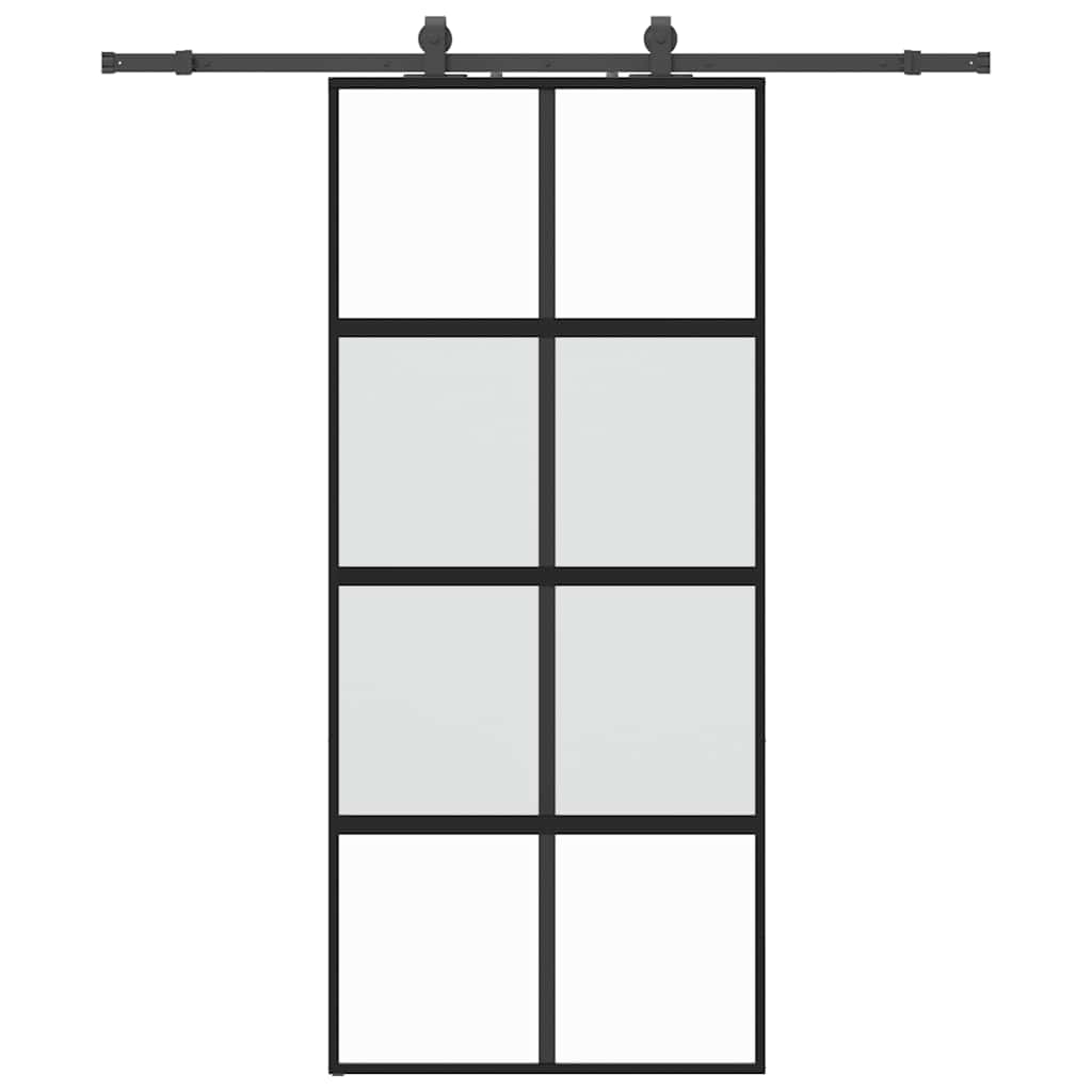 Skyvedør med monteringssett svart 90x205 cm herdet glass vidaXL
