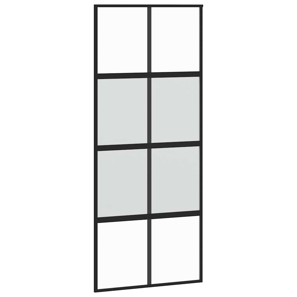 Skyvedør med monteringssett svart 90x205 cm herdet glass vidaXL