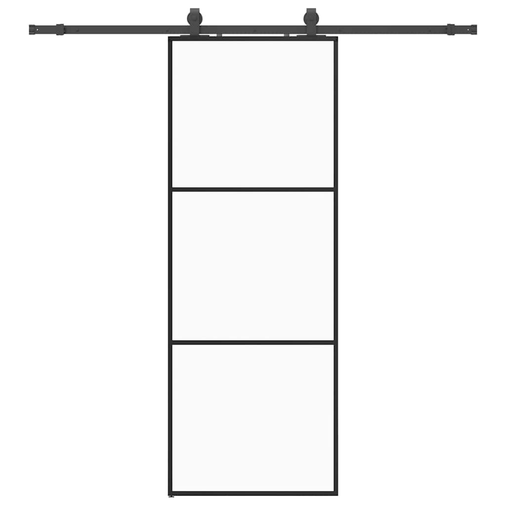 Skyvedør med monteringssett svart 76x205 cm ESG-glass vidaXL