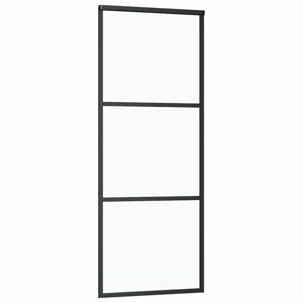 Skyvedør med monteringssett svart 76x205 cm ESG-glass vidaXL