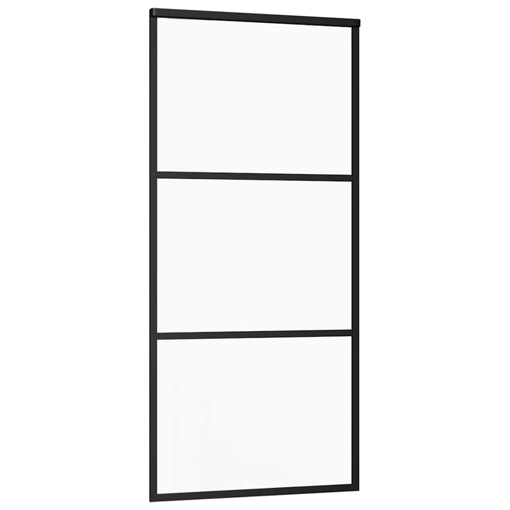 Skyvedør med monteringssett svart 90x205 cm ESG-glass vidaXL