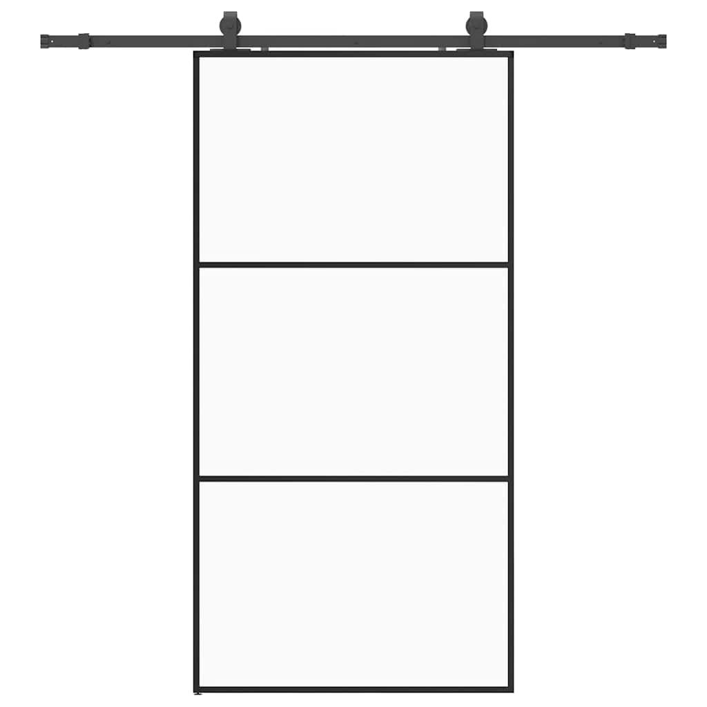 Skyvedør med monteringssett svart 102x205 cm ESG-glass vidaXL