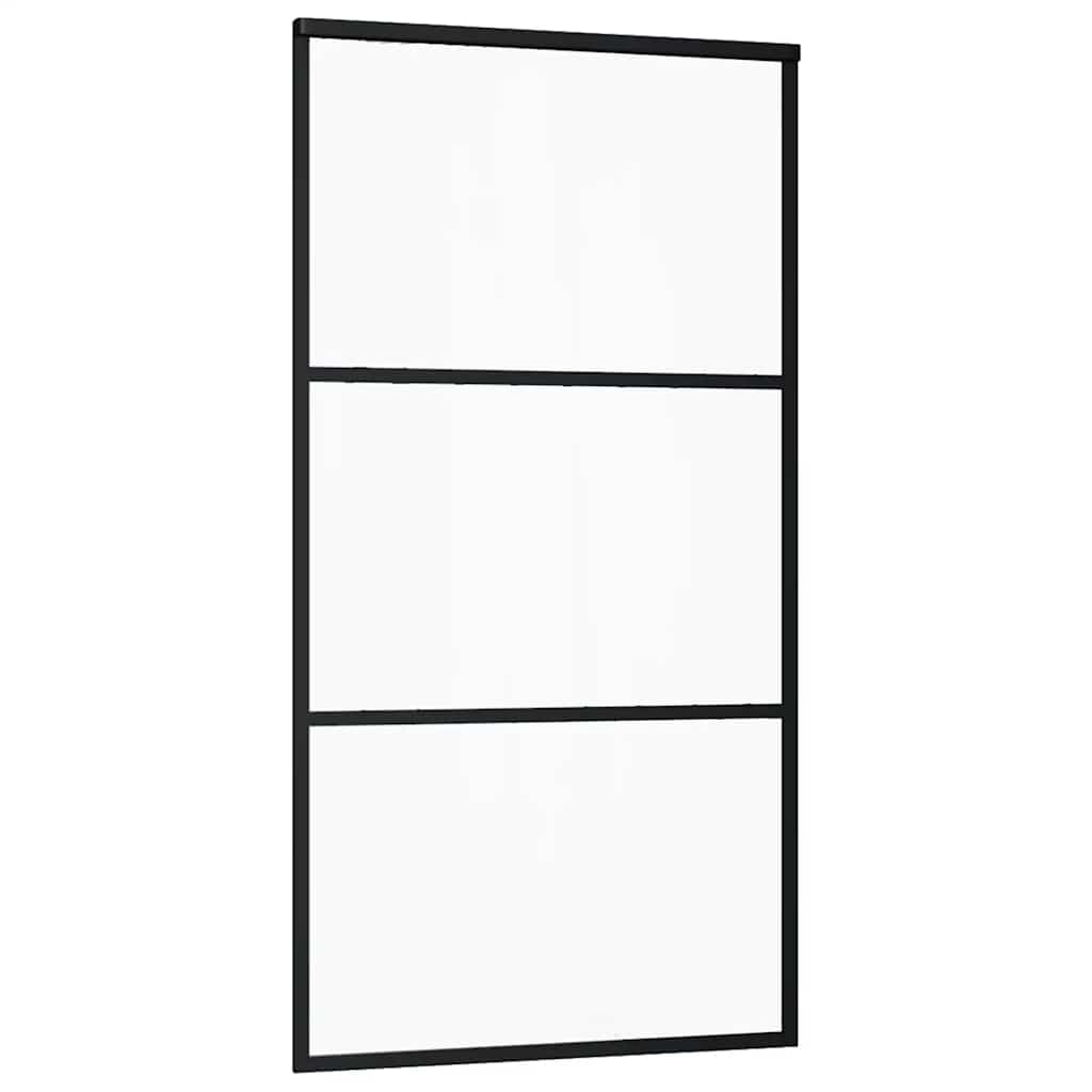 Skyvedør med monteringssett svart 102x205 cm ESG-glass vidaXL