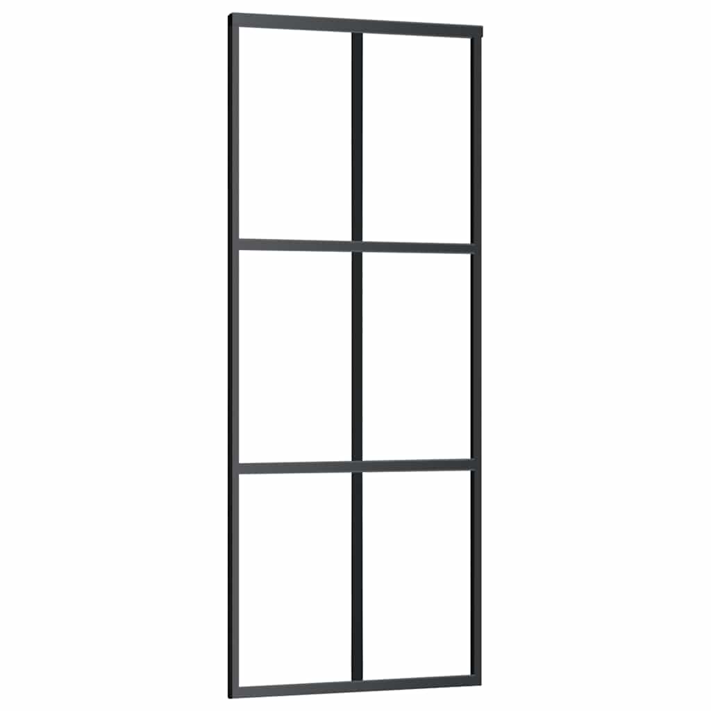 Skyvedør med monteringssett svart 76x205 cm ESG-glass vidaXL