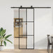 Skyvedør med monteringssett svart 76x205 cm ESG-glass vidaXL