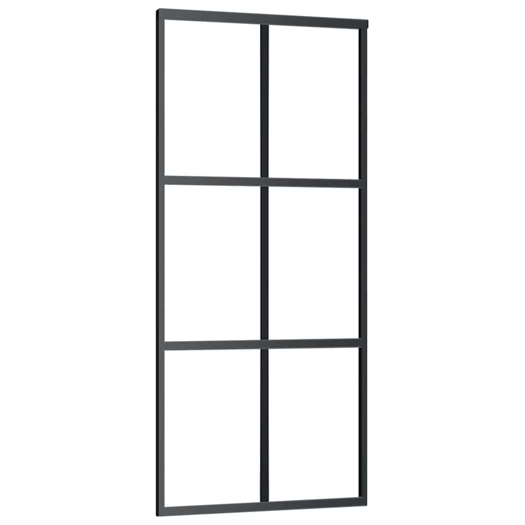 Skyvedør med monteringssett svart 90x205 cm ESG-glass vidaXL