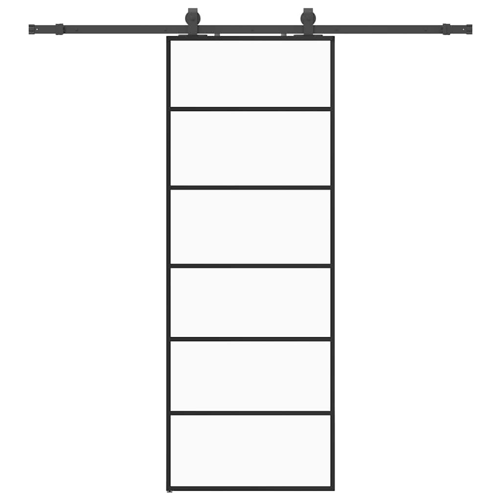 Skyvedør med monteringssett svart 76x205 cm ESG-glass vidaXL