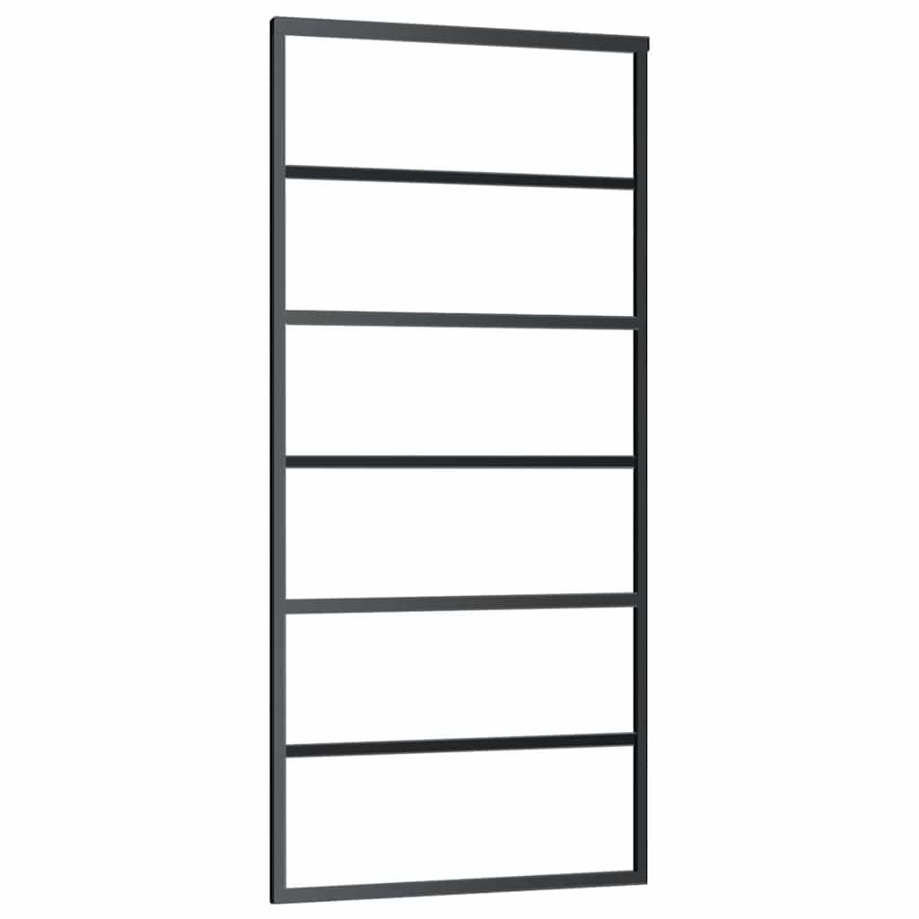Skyvedør med monteringssett svart 90x205 cm ESG-glass vidaXL