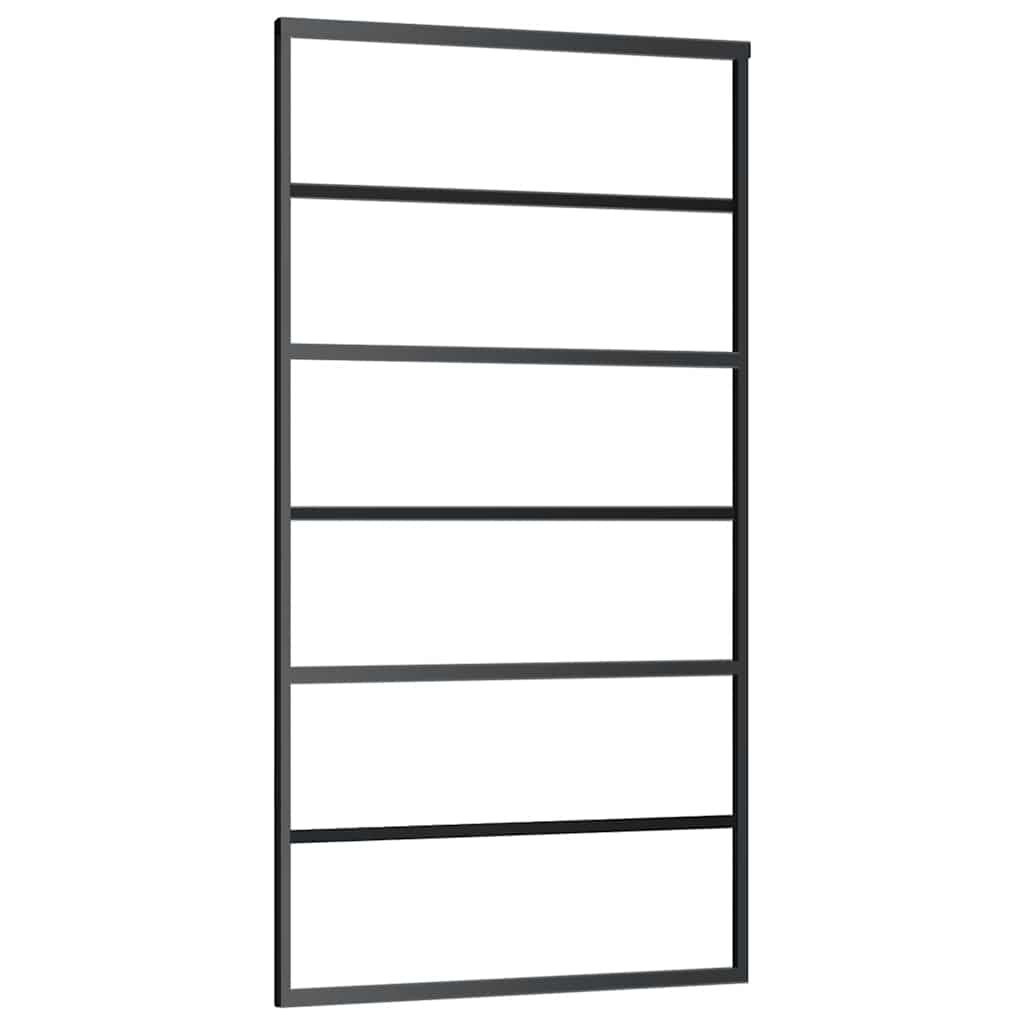 Skyvedør med monteringssett svart 102x205 cm ESG-glass vidaXL