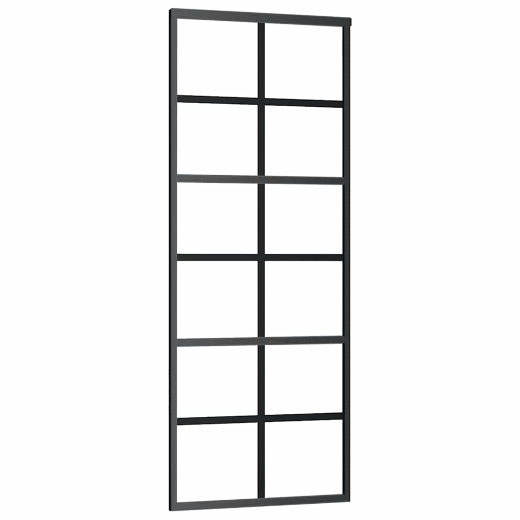Skyvedør med monteringssett svart 76x205 cm ESG-glass