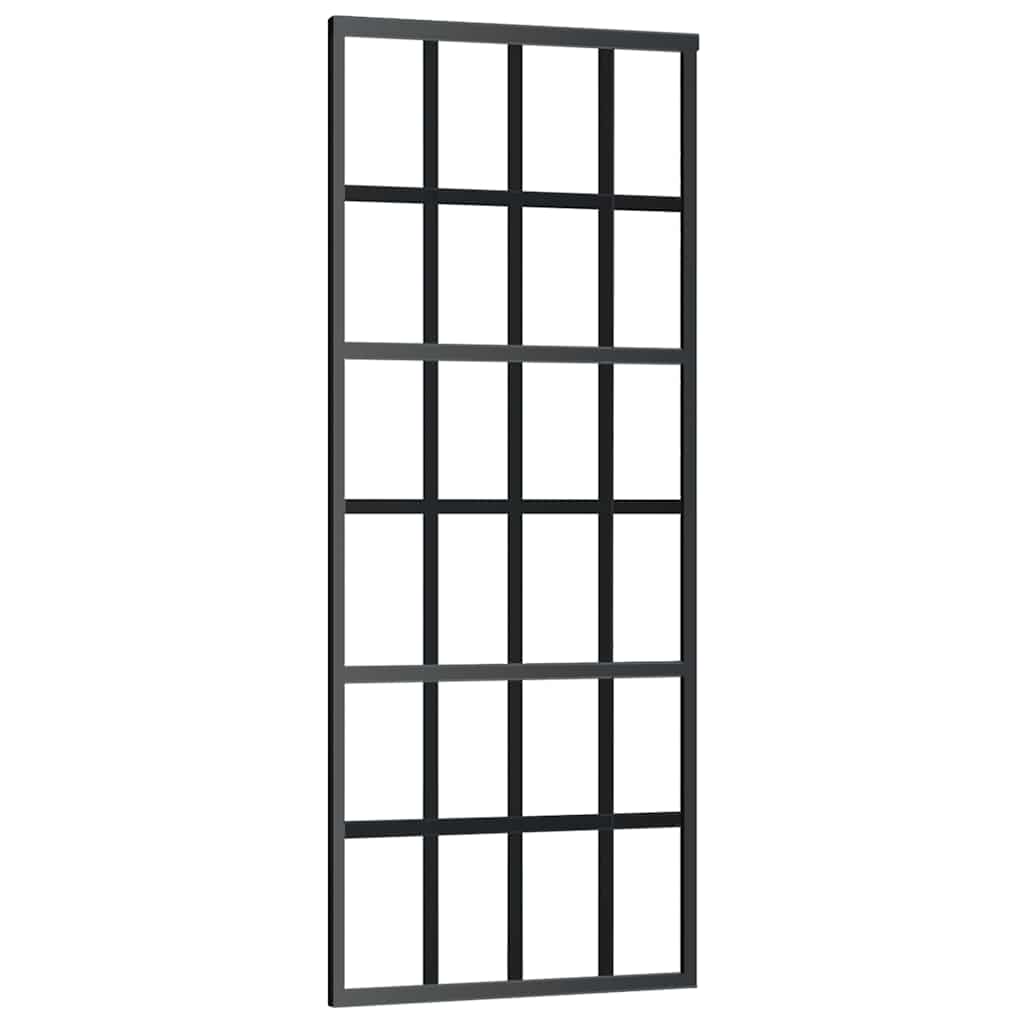 Skyvedør med monteringssett svart 76x205 cm ESG-glass vidaXL