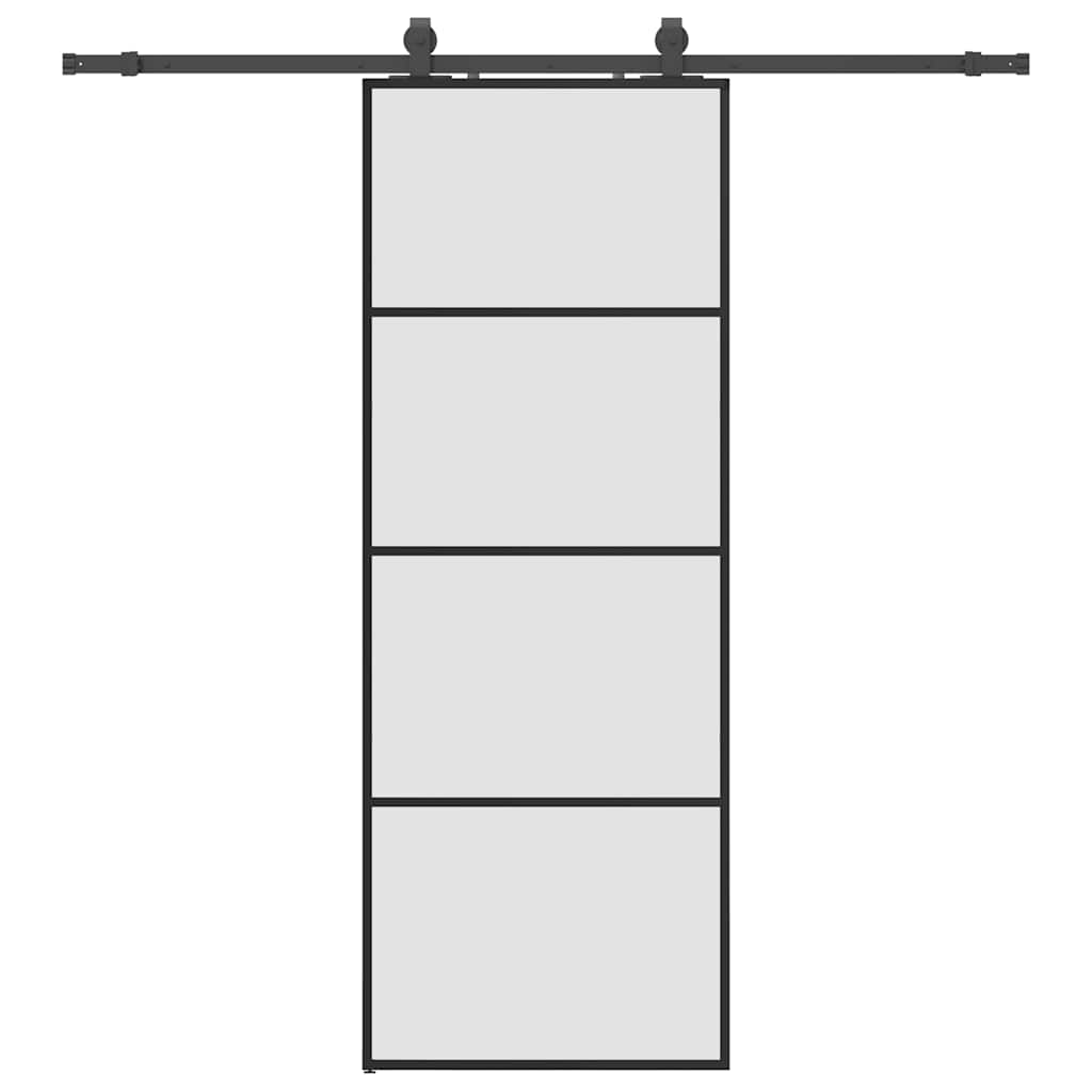 Skyvedør med monteringssett svart 76x205 cm ESG-glass vidaXL