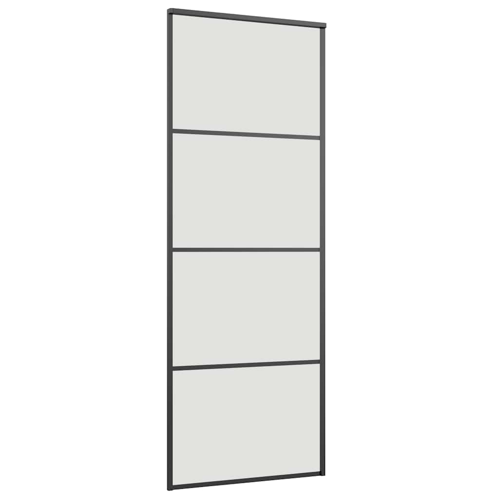 Skyvedør med monteringssett svart 76x205 cm ESG-glass vidaXL