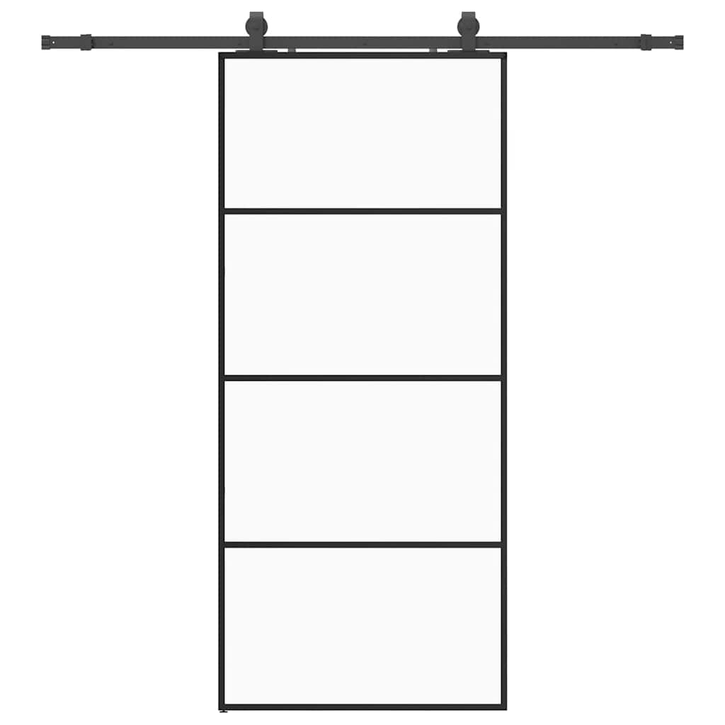 Skyvedør med monteringssett svart 90x205 cm ESG-glass vidaXL