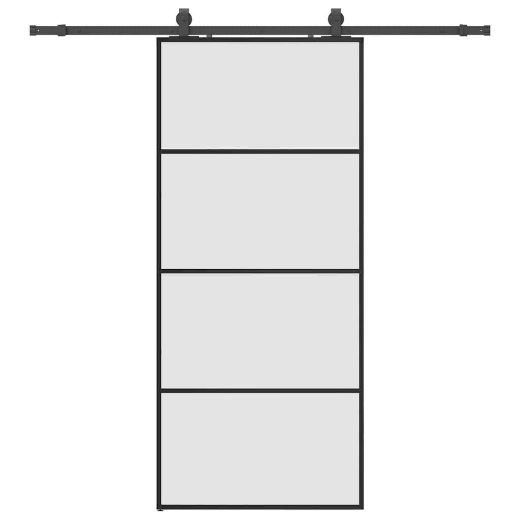 Skyvedør med monteringssett svart 90x205 cm ESG-glass vidaXL