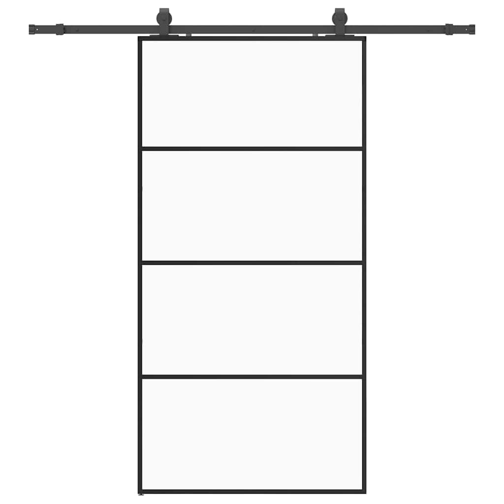 Skyvedør med monteringssett svart 102,5x205 cm ESG-glass vidaXL