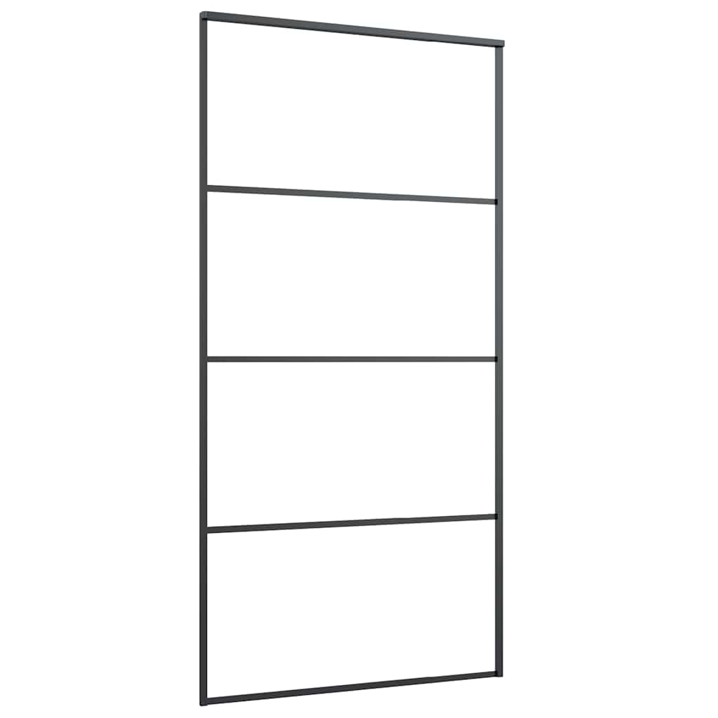 Skyvedør med monteringssett svart 102,5x205 cm ESG-glass vidaXL