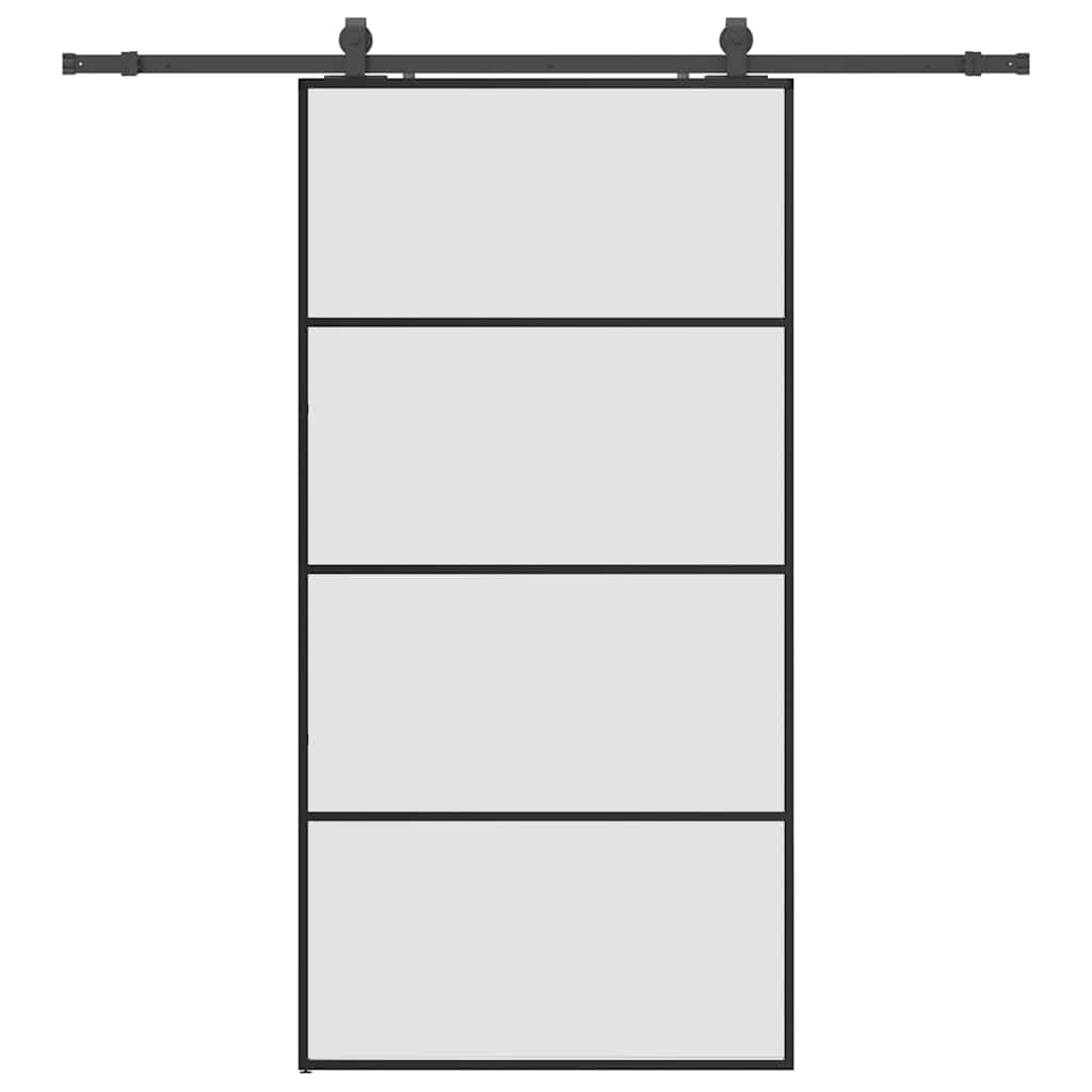 Skyvedør med monteringssett svart 102,5x205 cm ESG-glass vidaXL