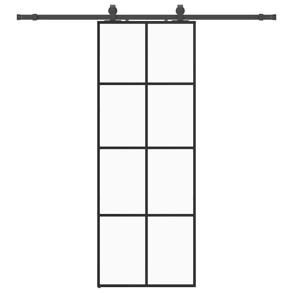 Skyvedør med monteringssett svart 76x205 cm ESG-glass vidaXL